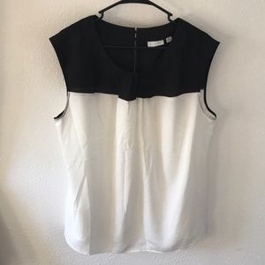 Black and White Color Block Blouse